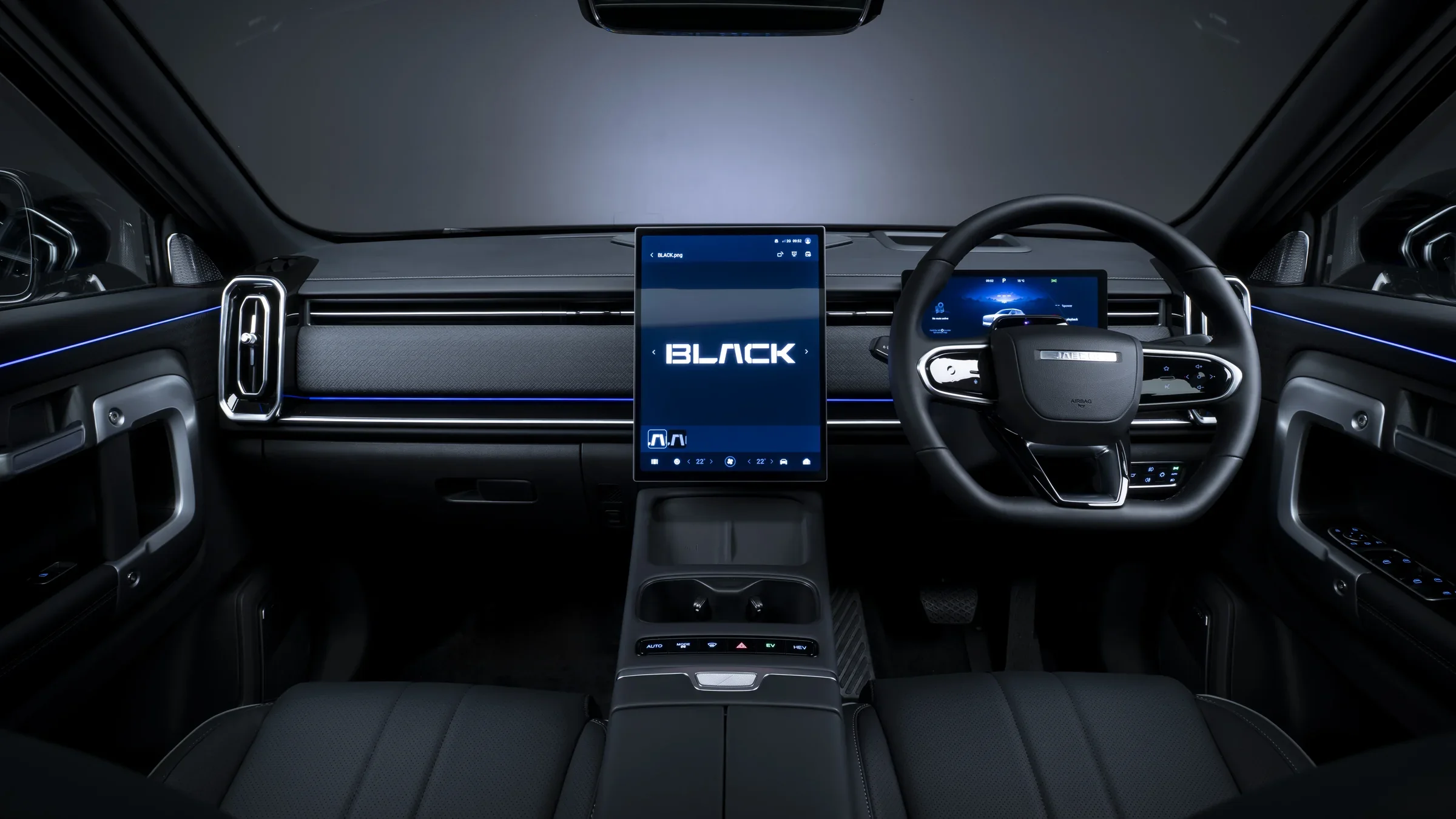 Dashboard with the central touchscreen and driver display